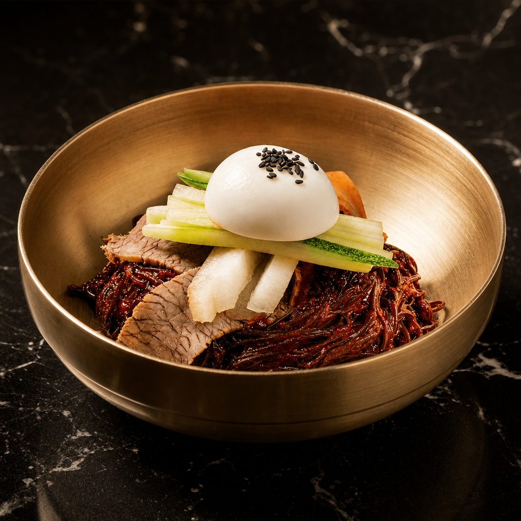 Spicy Cold Noodles with Red Chili Paste Lunch.